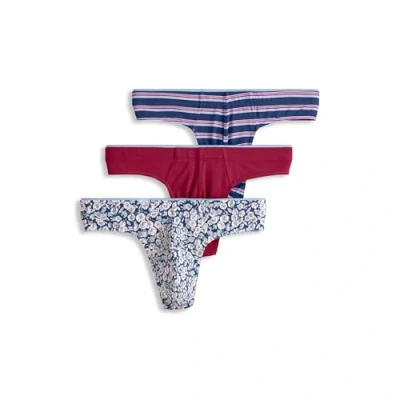 Image of Jockey Men&#039;s Underwear Casual Cotton Stretch Thong 3 Pack, Funky Marina Floral/Red Pear/Soft Blue Fall Stripe, XXL Big