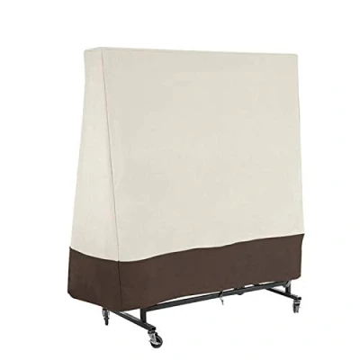 Image of Table Tennis Cover Waterproof Outdoor, Windproof, Anti UV, Heavy Duty Rip Proof Oxford Fabric Ping Pong Cover, Indoor/Outdoor,Beige