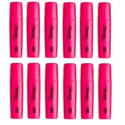 Image of Sharpie Fluo XL Highlighter Pen 3 Blade Chisel Tip 12 Pack Pink