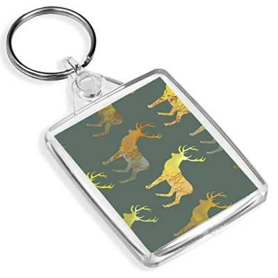 Image of Majestic Gold Stag Keyring IP02 Deer Green Wild Scotland Pretty #13000
