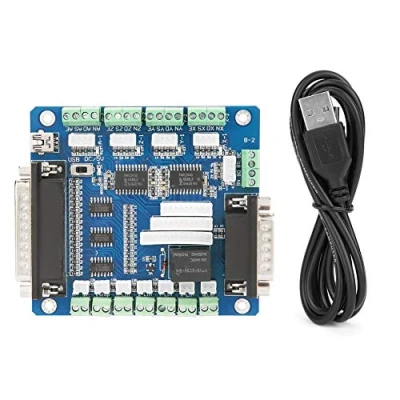 Image of Riuty CNC Controller 5 Axis, axis Breakout Board, Motion MACH3 USB Interface Board Card for Stepper Motor Driver LPT Switch