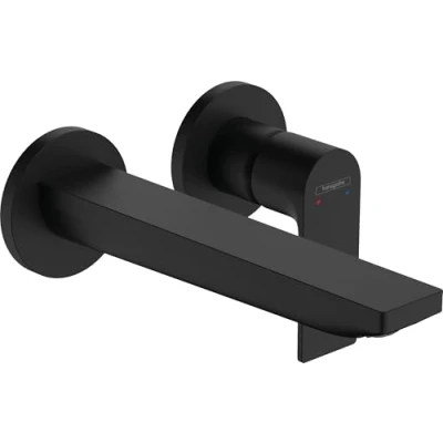 Image of Hansgrohe Rebris E Basin Mixer Tap for Concealed Installation Wall Mounted with Spout 20 cm, Matt Black, 72568670