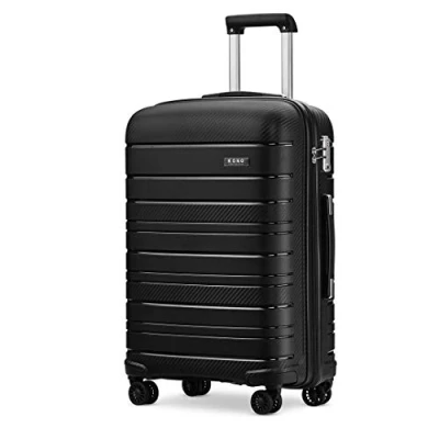 Image of Kono 24 Inch Lightweight Medium Hard Shell Suitcase 66L Travel Carry On Luggage with TSA Lock and 4 Spinner Wheels(Black)