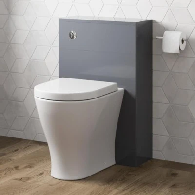 Image of Modern Artis Toilet Soft Close Seat Back to Wall Cistern Furniture Unit Grey