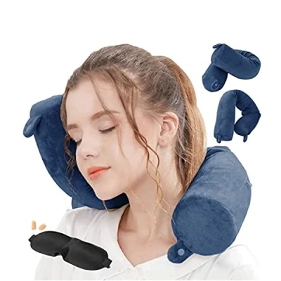 Image of Hxcxrst travel Pillow Twist memory Foam Neck support Pillow, used for neck, chin, waist and leg suitable home travel, airplanes, buses, trains，Adjustable, Bendable Roll