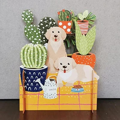 Image of Happy Puppies Any Occasion 3D Pop Up Greeting Card by Alljoy Cards MN030