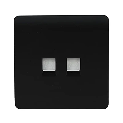 Image of Trendi Modern 2 Gang Telephone Socket in Matt Black