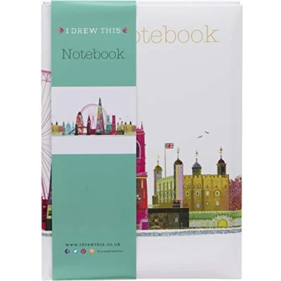 Image of Maturi A5 Padded Cover Notebook, London Skyline Design with Gold Foil Detailing and Gloss Finish, Multi Colour