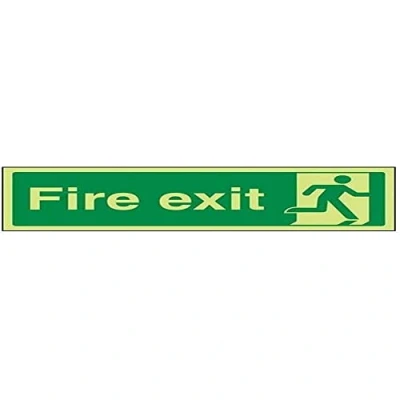 Image of V Safety Glow In The Dark Final Fire Exit Man Right Sign 300mm x 100mm Self Adhesive Vinyl