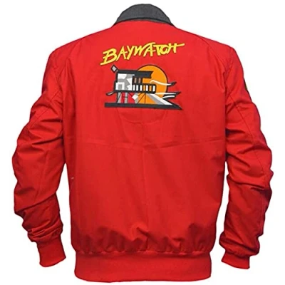 Image of HiFacon Baywatch Lifeguard Red Bomber Jacket Cotton