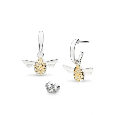 Image of Kit Heath Sterling Silver and Gold Plate Honey Bee Semi Hoop Drop Earrings