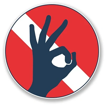 Image of 2 x 10cm Scuba Diving Vinyl Decal Sticker Laptop Flag OK Hand Dive #6670 (10cm 10cm)