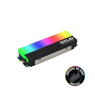 Image of Gelid Solutions Glint ARGB M.2 SSD Cooler Integrated Module Aluminum Heatsink Compatible 73x24x15mm Black