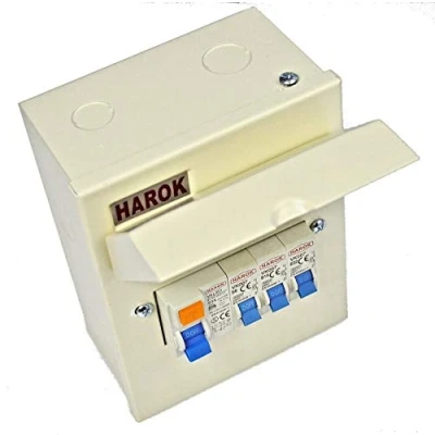 Image of Harok Metal Mini Garage Consumer Unit Complete with 63a RCD &amp; 3 MCBs (6a,16a 32a)