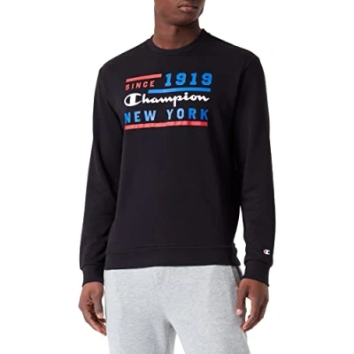Image of Champion Men&#039;s Legacy Graphic Shop Authentic Powerblend Terry Crewneck Hoodie, Nero, M