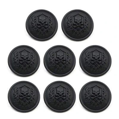 Image of ZoTuoART Metal Buttons with Carved Skull and Crossbone Patterns, Round Sewing Buttons, Replacement for Coats, Suits, Windbreaks Black 25mm/1&#039;&#039; 8Pcs