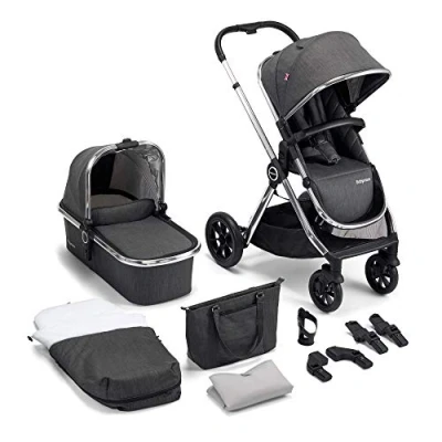 Image of Babymore Memore V2 Pram Pushchair 11 Piece Chrome Slate