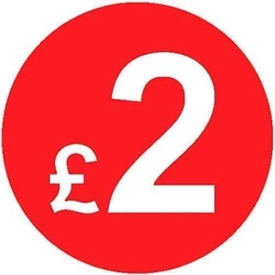 Image of Pack of 500 20mm Price Stickers/Labels Choose from 10p to £95 Bright Red Many Prices (£2 Red)
