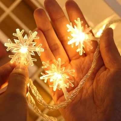 Image of MUCHER String Lights Snowflake Fairy with 6M 40LED Decorative Lighting for Christmas Halloween Party Home Bedroom Decoration(Warm White)