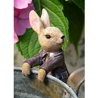 Image of Pot Buddies Beatrix Potter Benjamin Bunny Figure Plant Hanger Handmade Garden Ornament Decorative Flower Planter Figurine