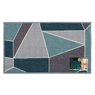 Image of JVL Fiora Machine Washable Door Mat, 44 x 75 cm, Duck Egg, One Size