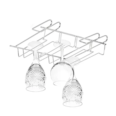 Image of Relaxdays 10027694 Stemware Rack, Glass Holder for 12 Pieces, Bar, Kitchen, Pub, Iron Support, 8,5 x 34.5 26 cm, Silver