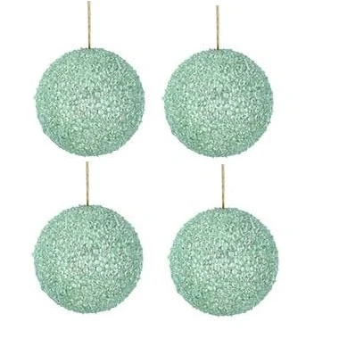 Image of Gisela Graham Pale Green Beaded Baubles, Set of 4