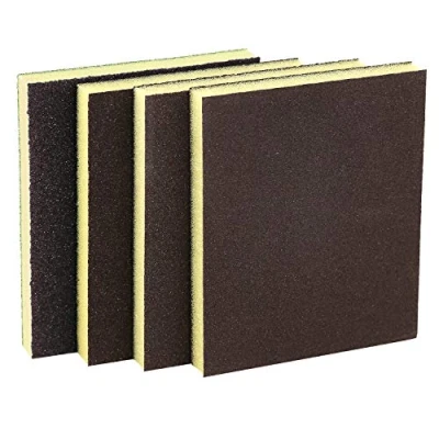 Image of KINBOM 4 Pieces Foam Sanding Sponge Wet and Dry Block Coarse/Medium/Fine/Superfine Different Pads (120x100x12mm)