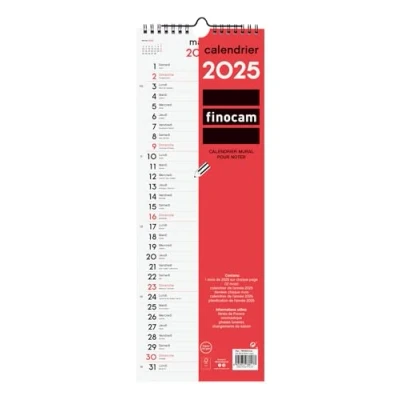 Image of Finocam Neutral Wall Calendar to Write 2025 1 Month Per Page January December (12 Months) French
