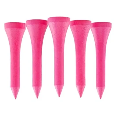 Image of 100 PCS Bamboo Golf Tees Multiple Colours &amp; Sizes Eco Friendly Sustainable (38mm Neon Bright Pink)