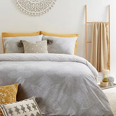 Image of furn. Anise Duvet Cover Set, Polycotton, Gray, Super King