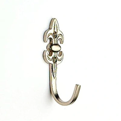 Image of Merriway BH03977 (2 Pcs) Fleur de Lys Design Curtain Drapery Tie Back Hold Hooks 55mm 2.2 inch Matt Chrome Pack of 2 Pieces