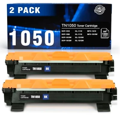 Image of Toner EXPERTE Compatible Brother TN 1050 Black Cartridge Replacement for HL 1110 1112 1210W 1212W DCP 1512 1610W 1612W MFC 1910W Printer, 2 Pack