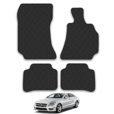 Image of 5mm Rubber Car Mats Compatible With Mercedes Cls (2011 2018) [C218] Tailored Fit Floor Set Accessory Custom Anti Slip Backing Heavy Duty Waterproof Easy Clean Durable All Weather