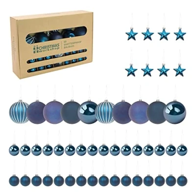 Image of Christmas Workshop 50pk Shatterproof Baubles Navy