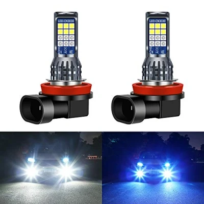 Image of Yifengshun 2pcs H9 H8 H11 LED Fog Light Bulb,White&amp;Blue Front Lights with 24SMD 3030 Chips for Daytime Running DRL 12V