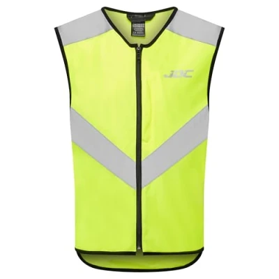 Image of JDC Motorcycle Hi Vis Vest High Visibility Zipped Safety Reflective Yellow Axis 3XL