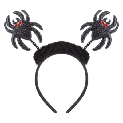 Image of VFM e Store Halloween Spider Headband Party, Trick or Treat Spooky Parties, Creepy, Fright, Costume, Fancy Dess Accessories and Props Black