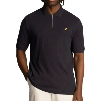 Image of Lyle &amp; Scott Textured Stripe Polo shirt, Men&#039;s, Size: Large, Dark navy