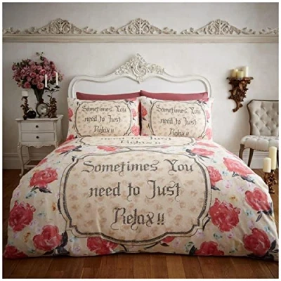 Image of GC GAVENO CAVAILIA Brushed Coton Duvet Cover King Size, Floral Bedding Sets, Printed Bed Covers With Pillowcases, Cream
