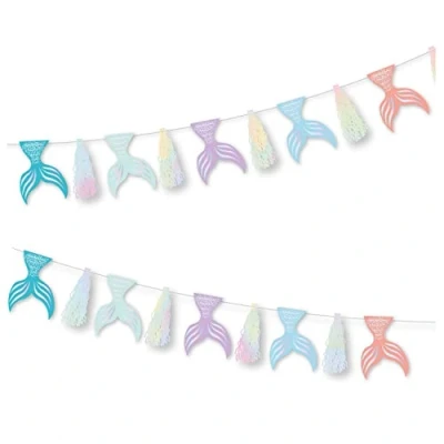 Image of Amscan 9914394 Mermaid Tales Kids Birthday Party Pastel Tassel Banner Garland Decoration 2.1m