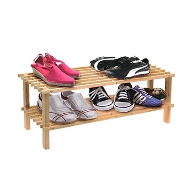 Image of Wooden Shoe Rack 2 Levels 70 x 30 26 cm