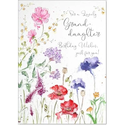 Image of doodlecards Granddaughter Birthday Card Wildflowers Spring Flowers Medium Size with Plain Envelope