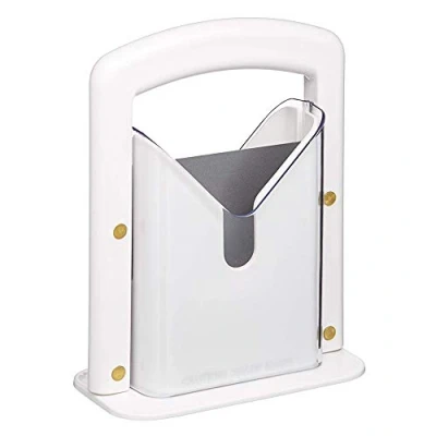 Image of KitchenCraft Bagel Slicer and Cutter, Plastic / Carbon Steel in Gift Box, 18 x 9.5 23.5cm, White