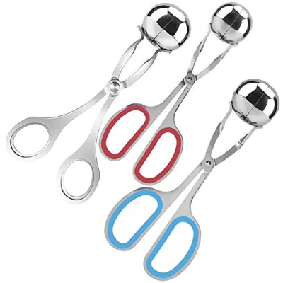 Image of 3 Pcs Stainless Steel Meat Ballers, AIFUDA Nonstick Meatball Scoop Ball Maker Ice Tongs for Cake Pop, Cream Scoop, Fruit, Cookie Dough, Melon