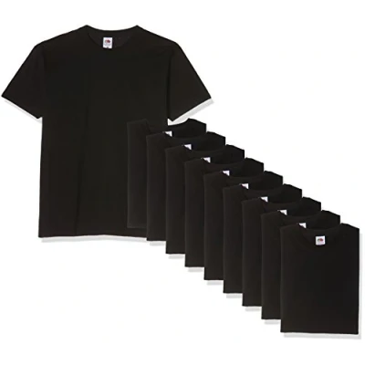 Image of Fruit of the Loom Men&#039;s Super Premium Short Sleeve T Shirt Pack 10, Black, Medium