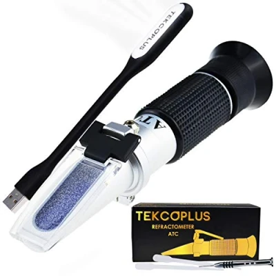 Image of Optics Grape Wine Refractometer with ATC, Dual Scale 0 25% vol and Alcohol &amp; 40% Brix, for Making, Homebrew Kit, Winemakers, LED Light pipettes