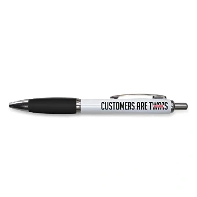 Image of Tongue in Peach Funny Novelty Push Pen Gift Ballpoint Pens Work Colleague Leaving Present Customers Are T Joke Stationary BLACK PP89