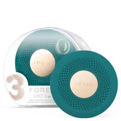 Image of FOREO UFO 3 go Travel friendly Face Mask Skincare Device, Moisturiser, Anti Aging Skincare, Full Spectrum LED &amp; Red Light Therapy, Thermo T Sonic Massage, Evergreen