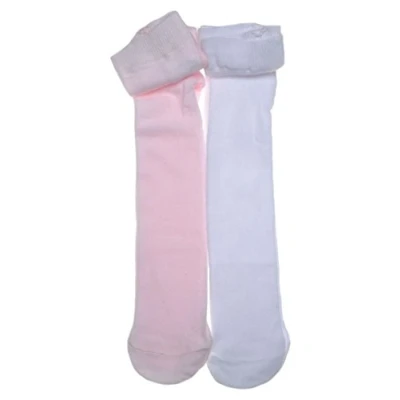 Image of WB SOCKS 2 pairs of Plain White &amp; Pink Baby Tights